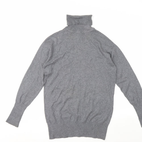 GAP Men's Grey Roll Neck Cotton Cashmere Jumper Size S