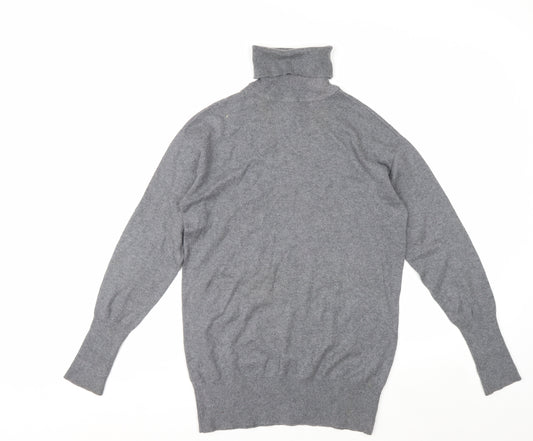 GAP Men's Grey Roll Neck Cotton Cashmere Jumper Size S