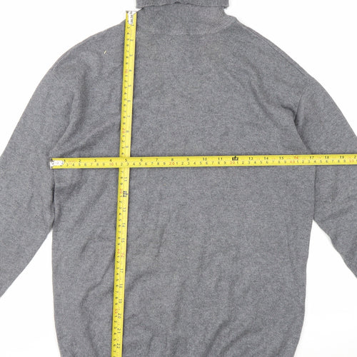 GAP Men's Grey Roll Neck Cotton Cashmere Jumper Size S