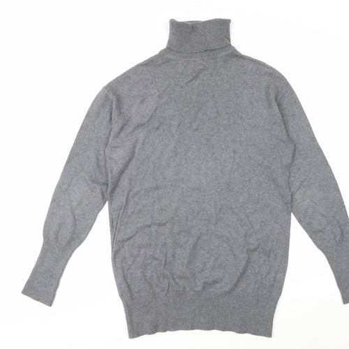 GAP Men's Grey Roll Neck Cotton Cashmere Jumper Size S