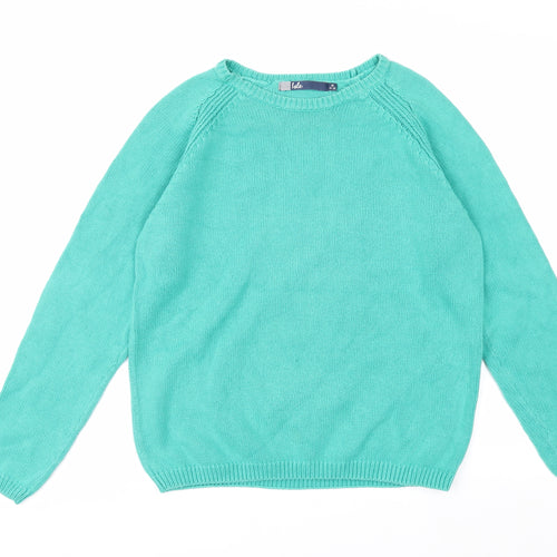 Isle Womens Green Cotton Crew Neck Long Sleeve Jumper M 14-16