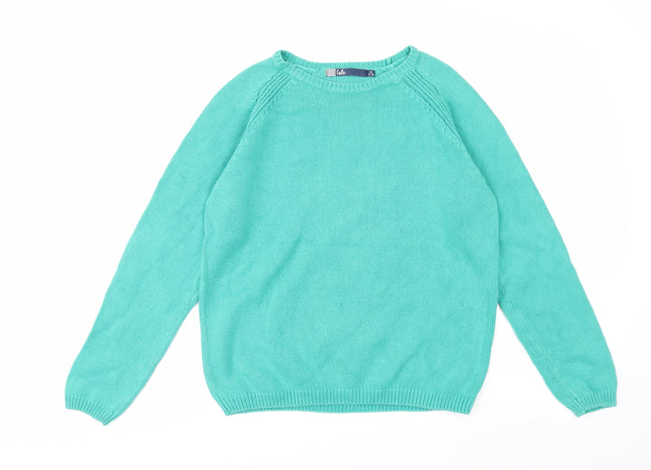 Isle Womens Green Cotton Crew Neck Long Sleeve Jumper M 14-16