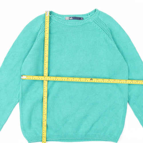Isle Womens Green Cotton Crew Neck Long Sleeve Jumper M 14-16