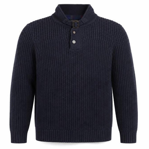 Ted Baker Men's Blue XL Chunky-Knit Collared Henley Jumper