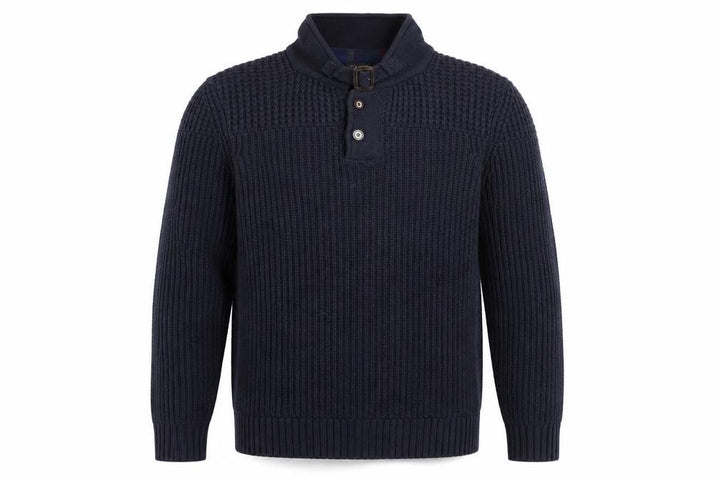 Ted Baker Men's Blue XL Chunky-Knit Collared Henley Jumper