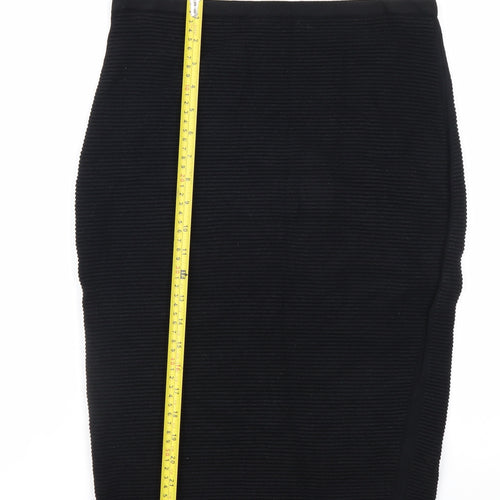 Max Studio Women’s Black Knit Pencil Skirt Size S Ruffle Hem Stretch