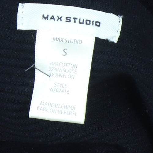 Max Studio Women’s Black Knit Pencil Skirt Size S Ruffle Hem Stretch
