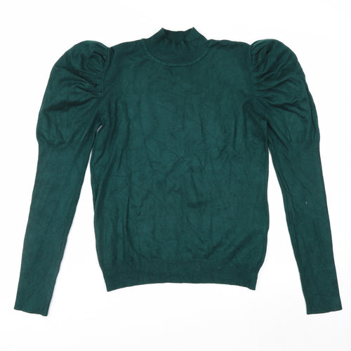 Apricot Women Green Mock Neck Puff Sleeve Jumper Size 12