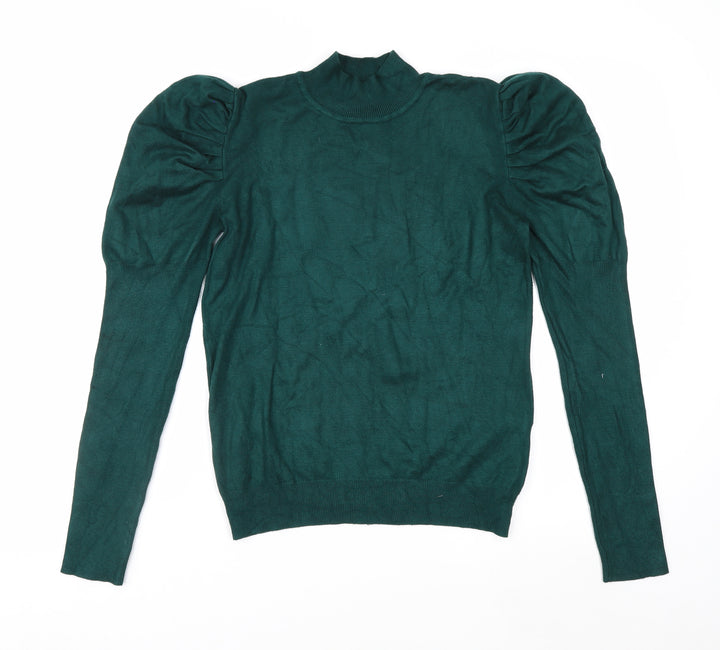 Apricot Women Green Mock Neck Puff Sleeve Jumper Size 12