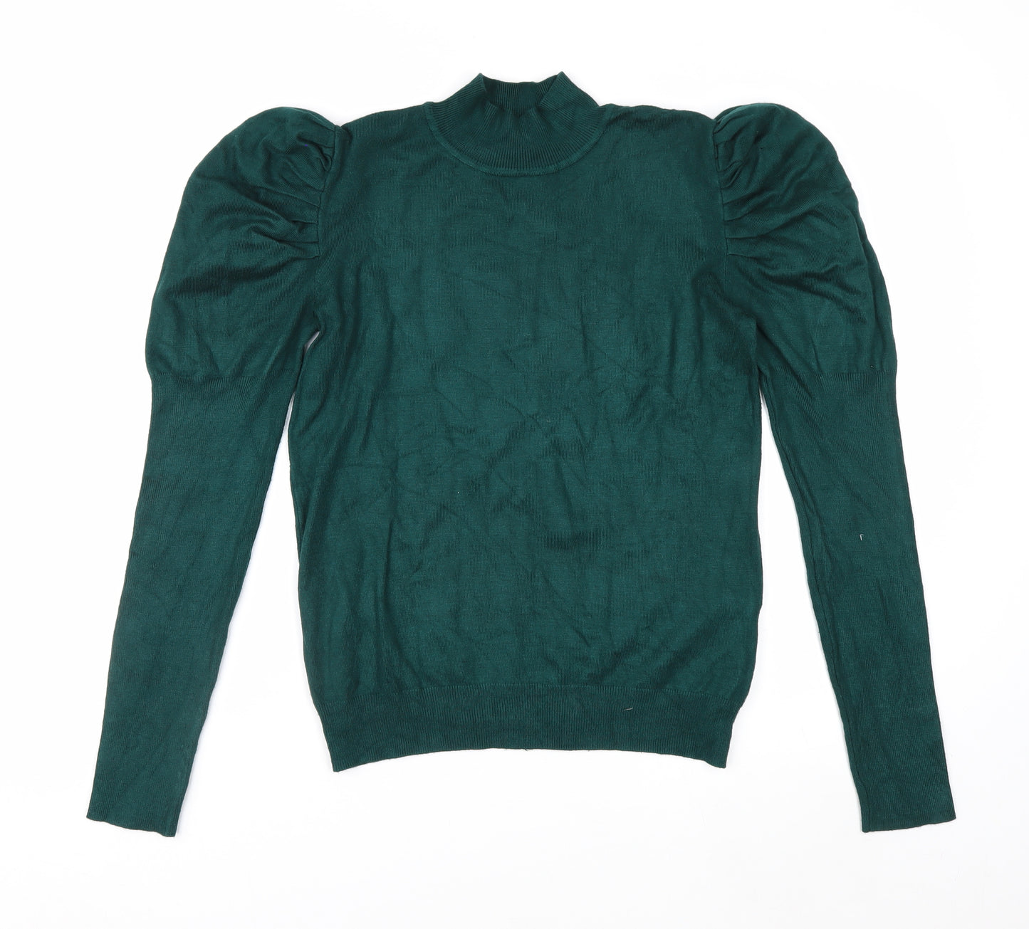 Apricot Women Green Mock Neck Puff Sleeve Jumper Size 12