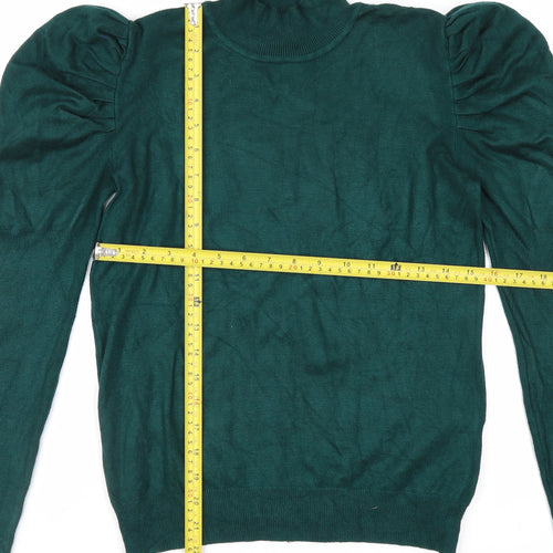 Apricot Women Green Mock Neck Puff Sleeve Jumper Size 12