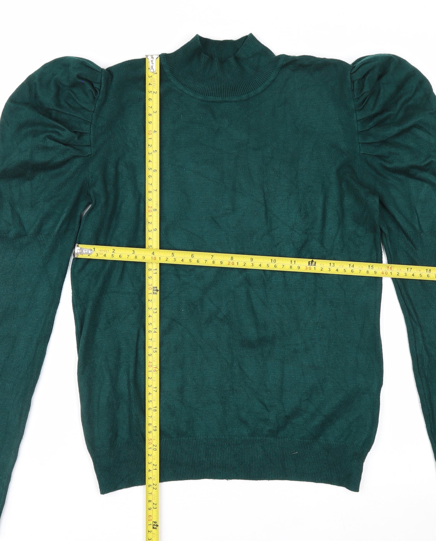 Apricot Women Green Mock Neck Puff Sleeve Jumper Size 12
