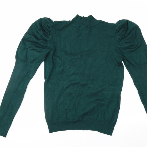 Apricot Women Green Mock Neck Puff Sleeve Jumper Size 12