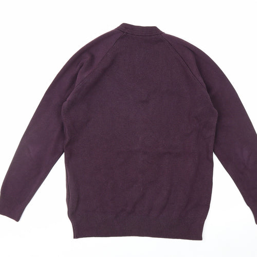 Stevensons Men's Purple V-Neck Cotton Blend Jumper M