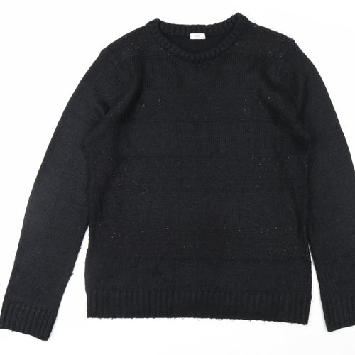 Cotton Traders Women's Black Acrylic Knit Crew Neck Jumper Size 14/16