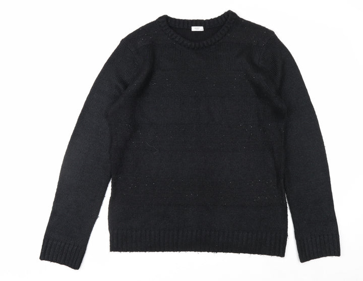 Cotton Traders Women's Black Acrylic Knit Crew Neck Jumper Size 14/16