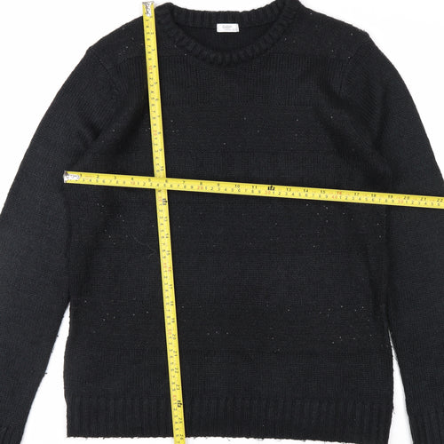 Cotton Traders Women's Black Acrylic Knit Crew Neck Jumper Size 14/16