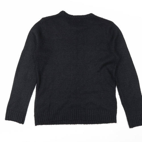 Cotton Traders Women's Black Acrylic Knit Crew Neck Jumper Size 14/16