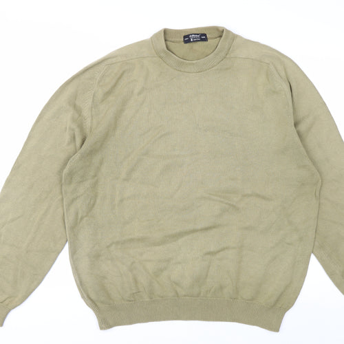 Marks and Spencer Men's Large Olive Green Cotton Crew Neck Jumper