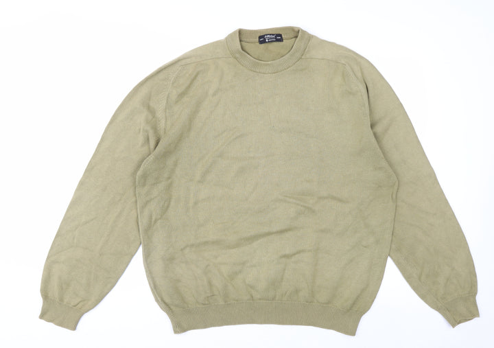 Marks and Spencer Men's Large Olive Green Cotton Crew Neck Jumper