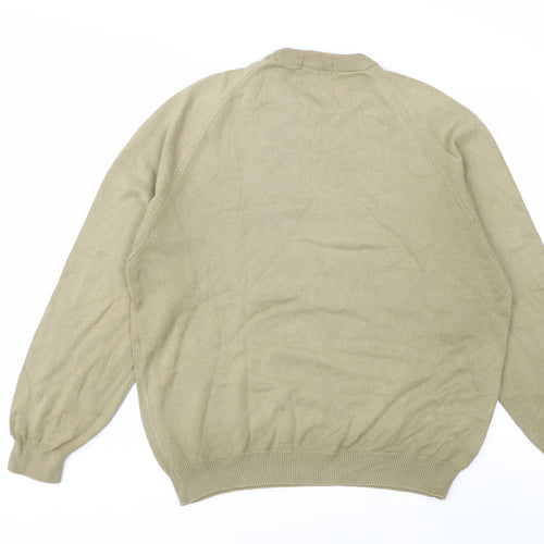 Marks and Spencer Men's Large Olive Green Cotton Crew Neck Jumper