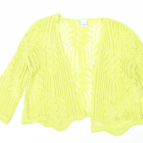 Stock Shop Women's Yellow Open Knit Cardigan S Acrylic