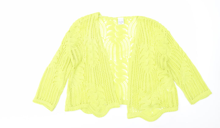 Stock Shop Women's Yellow Open Knit Cardigan S Acrylic