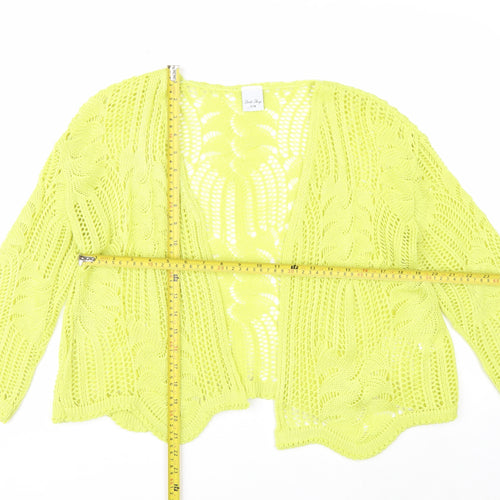 Stock Shop Women's Yellow Open Knit Cardigan S Acrylic
