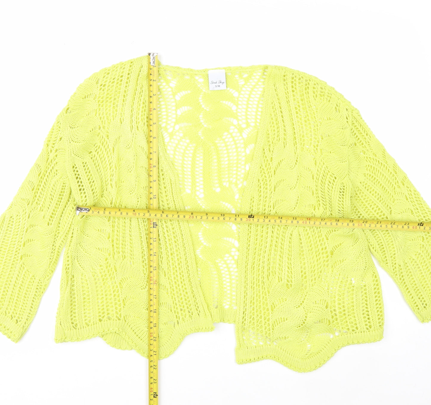 Stock Shop Women's Yellow Open Knit Cardigan S Acrylic