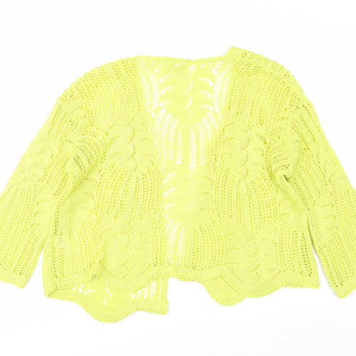 Stock Shop Women's Yellow Open Knit Cardigan S Acrylic