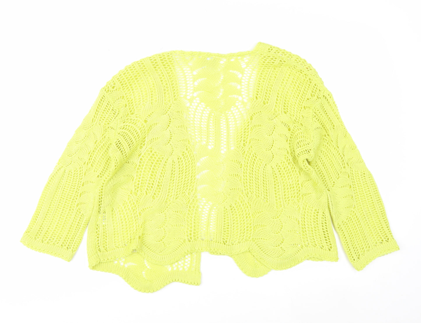 Stock Shop Women's Yellow Open Knit Cardigan S Acrylic