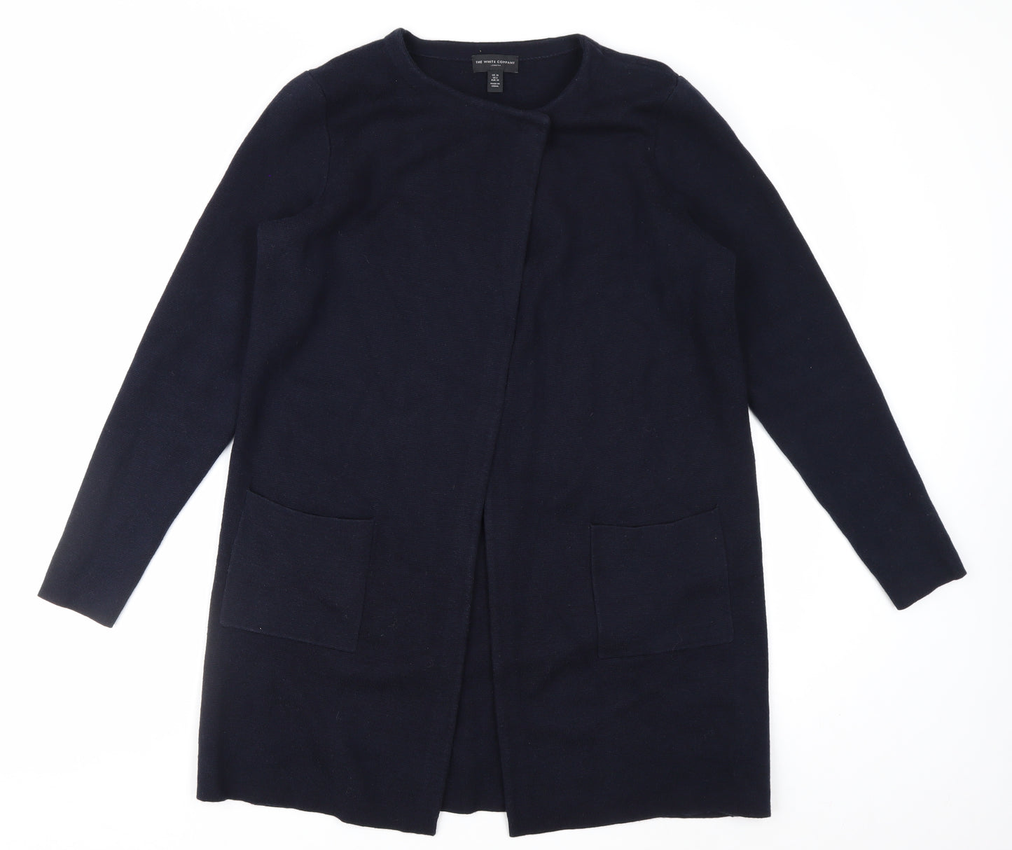 The White Company Women's Navy Cardigan UK 10 Merino Wool Cotton Blend