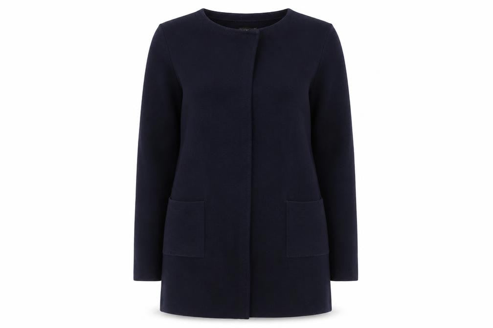 The White Company Women's Navy Cardigan UK 10 Merino Wool Cotton Blend