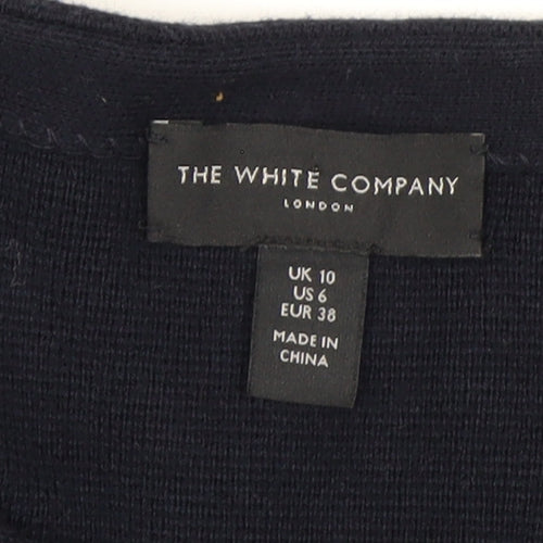 The White Company Women's Navy Cardigan UK 10 Merino Wool Cotton Blend