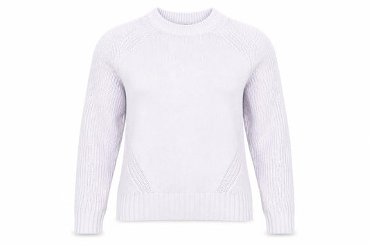Front view of Marks & Spencer Women Lilac Cotton Knit Crew Neck Jumper Small