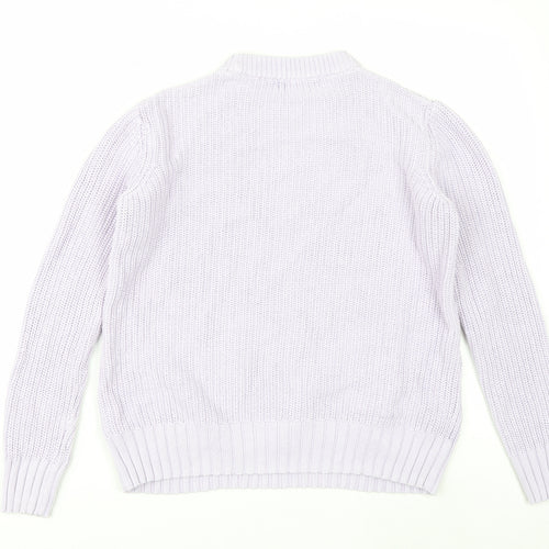Marks and Spencer Women Lilac Cotton Knit Crew Neck Jumper Small