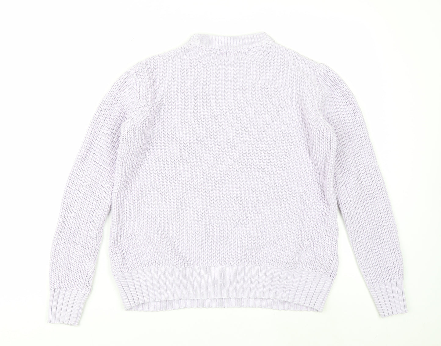 Marks and Spencer Women Lilac Cotton Knit Crew Neck Jumper Small
