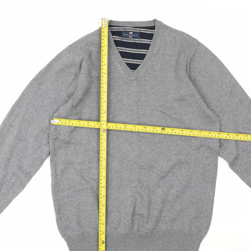 Marks and Spencer Men’s Grey V-Neck Cotton Pullover Jumper S