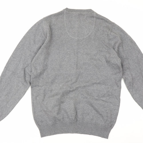 Marks and Spencer Men’s Grey V-Neck Cotton Pullover Jumper S