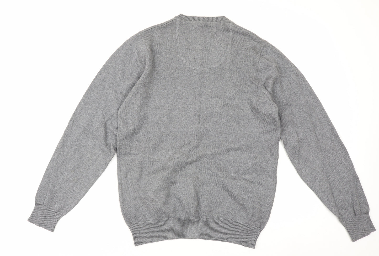 Marks and Spencer Men’s Grey V-Neck Cotton Pullover Jumper S