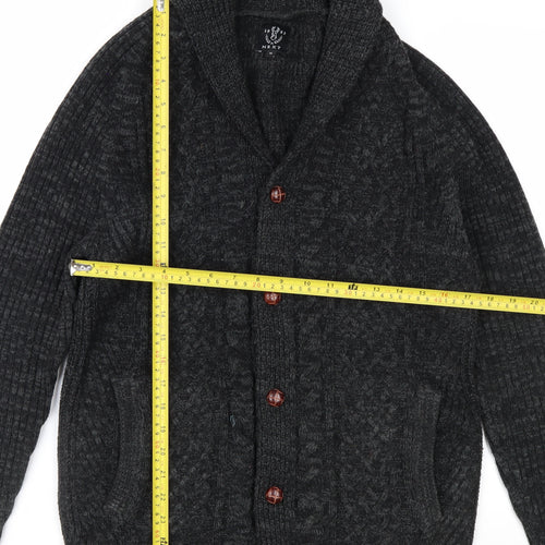 Next Men Grey Cable Knit Shawl Collar Cardigan Jumper M