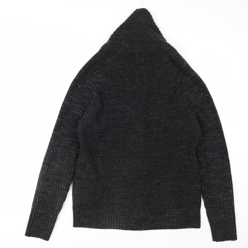 Next Men Grey Cable Knit Shawl Collar Cardigan Jumper M