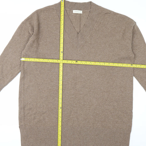 Woolovers Womens Beige XL V-Neck Cashmere Merino Wool Jumper