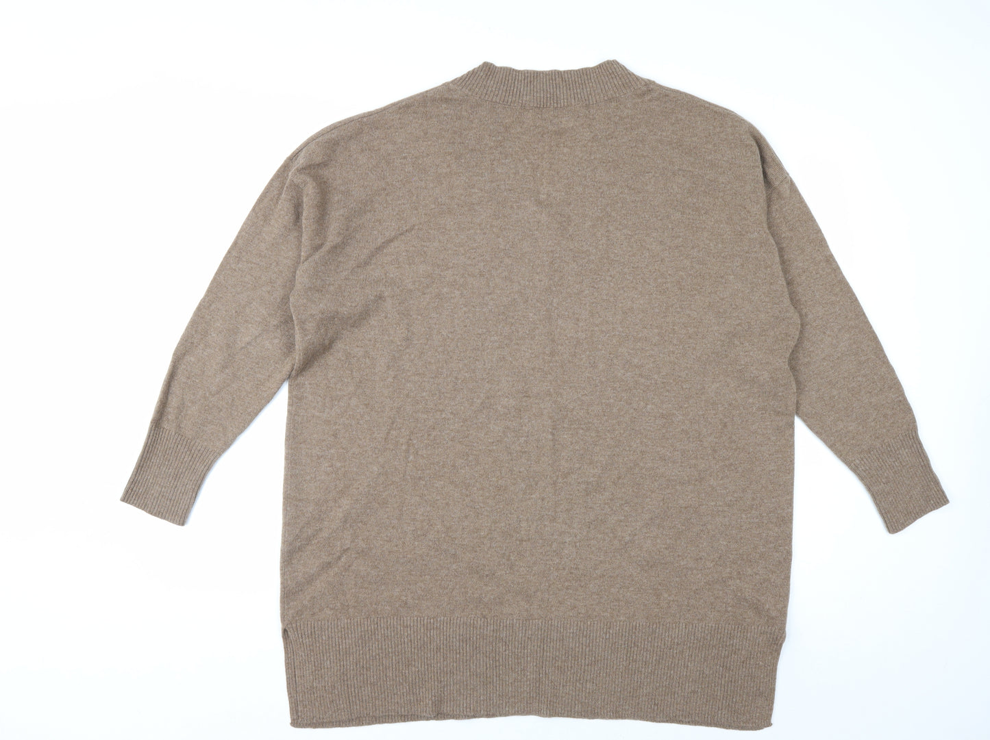 Woolovers Womens Beige XL V-Neck Cashmere Merino Wool Jumper