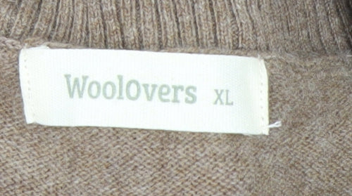 Woolovers Womens Beige XL V-Neck Cashmere Merino Wool Jumper