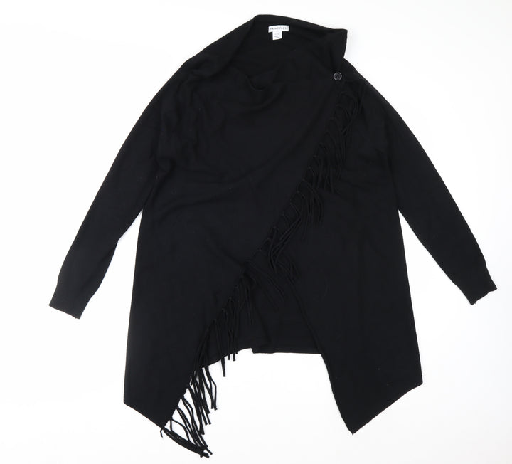 Principles Women's Black Fringe Open Knit Cardigan S