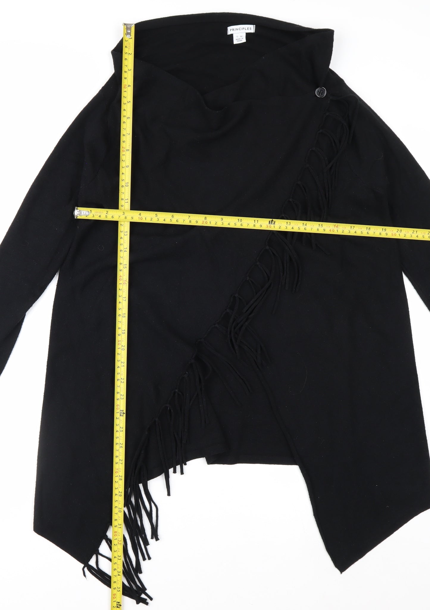 Principles Women's Black Fringe Open Knit Cardigan S