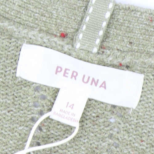 Marks and Spencer Per Una Green Cotton Henley Jumper Women’s Size 14