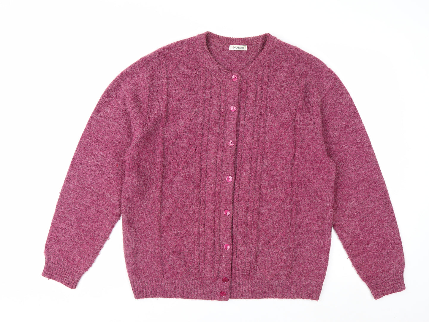 Damart Women's Purple Cable-Knit Cardigan L 18/20 Acrylic Blend