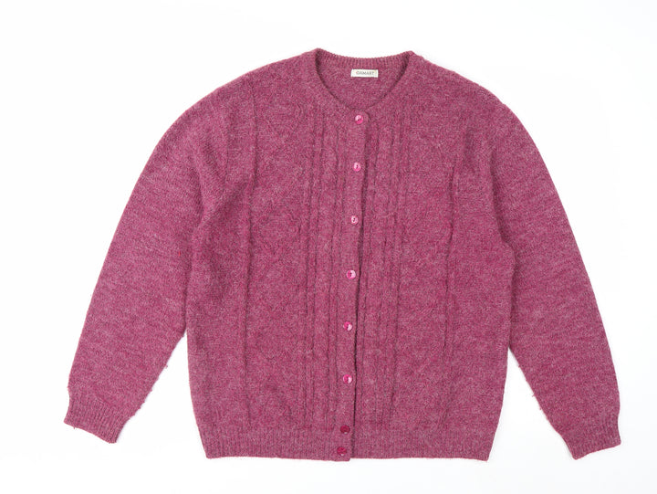 Damart Women's Purple Cable-Knit Cardigan L 18/20 Acrylic Blend